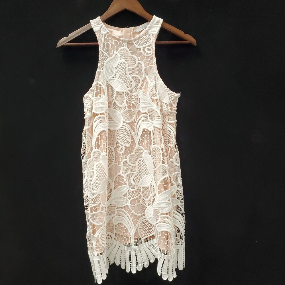 Lovers + Friends Womens Sleeveless Lace Bridal Party Dress Size XS White Nude